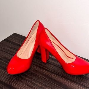 Red chunky heels